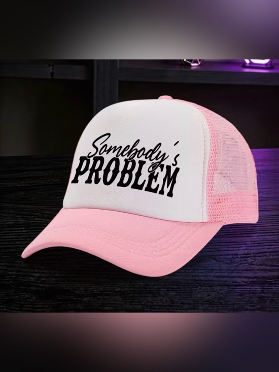 Accessories - New - Pink & White 'Somebody’s Problem' Trucker Hat